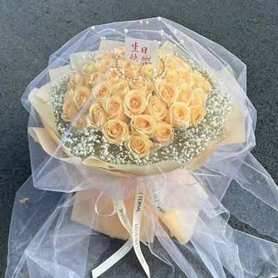 阜阳52朵香槟玫瑰满天星，你就是我的全部