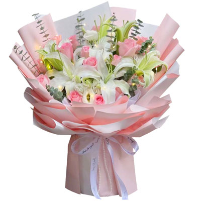 阜阳16朵粉玫瑰百合，感情稳定坚固