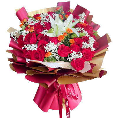 阜阳33朵红玫瑰百合，爱如同花般绽放